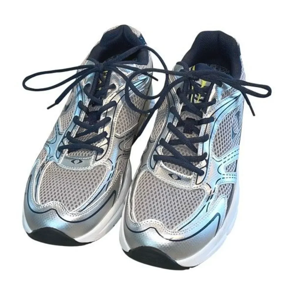 Apex Mens Lace Up Mesh Athletic Boss Runner Active Shoes Silver Blue‎ Size 12.5